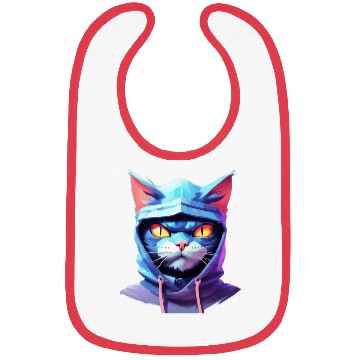 Discover Bold Pastel Prowler: Ninja Cat's Sublime Ferocity Bibs