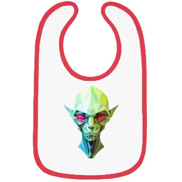 Discover Polygonal Alien: Portrait with Red Eyes Bibs