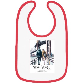 Discover Watercolor painting loving couple in New York City Bibs