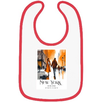 Discover Watercolor painting loving couple in New York City Bibs