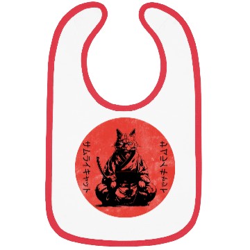 Discover Wise Calm Vintage Retro Japanese Kitty Samurai Cat Bibs