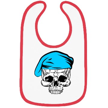 Discover Skeleton skull blue beret military Bibs