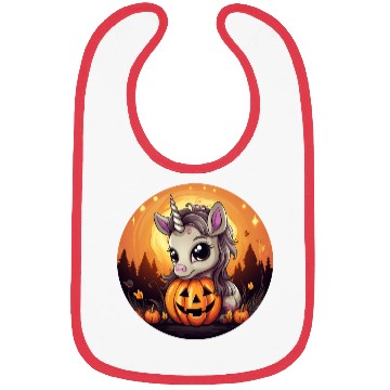 Discover Halloween Unicorn with Pumpkin at Sunset Bibs