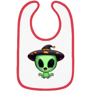 Discover Green Alien Celebrates Halloween Bibs