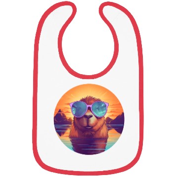 Discover Sunset Serenity: Rustic Capybara Stripe Illustrate Bibs