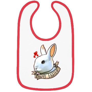 Discover Realistic Happy Easter Bunny Head With Hearts On Bibs