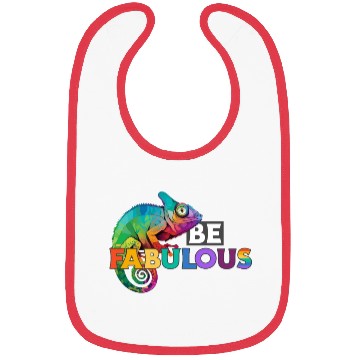 Discover Be fabulous! with rainbow colored chameleon Bibs