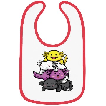 Discover Axolotl Nonbinary Flag Kawaii Bibs