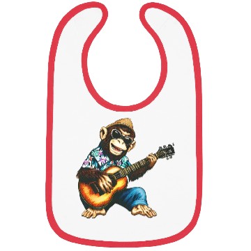 Discover Aloha monkey with guitar Bibs
