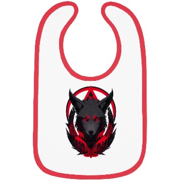 Discover Red and Black Wolf Head with Fiery Eyes Bibs