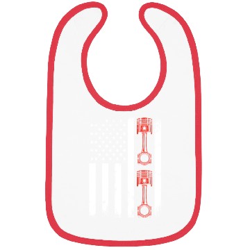 Discover Auto Mechanic Car Piston Car Mechanic US Flag Bibs