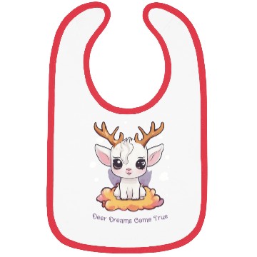 Discover Cute White Deer with Antlers on a Cloud Bibs