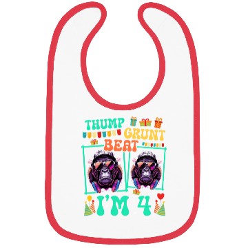 Discover Thump Grunt Beat I'm 4 Gorilla Lover Kid 4th Bibs