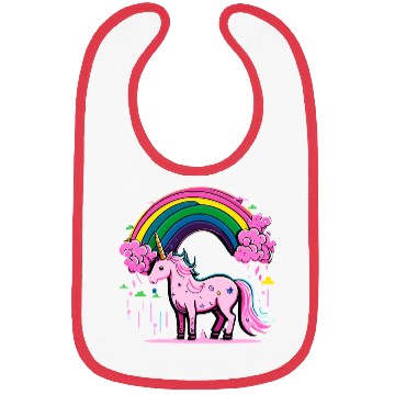 Discover Pink cute unicorn in rainbow Bibs