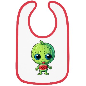 Discover Green Alien & Watermelon: A Galactic Fusion Bibs