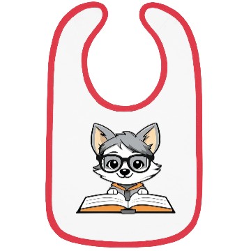Discover Little Wolf Reading A Book Bibs