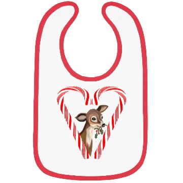 Discover Baby Deer Peeking from Candy Cane Heart Bibs
