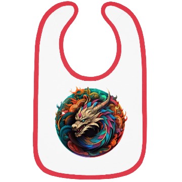 Discover Logo dragon pattern circle pentel color 2 Bibs