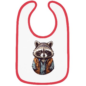 Discover Raccoon on Orange Jacket Sticker Bibs