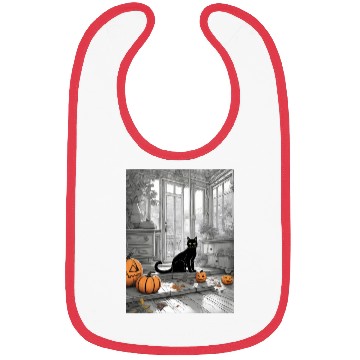 Discover black cat in halloween Bibs