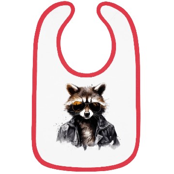 Discover Cool raccoon in black jacket Bibs