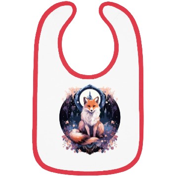 Discover Celestial moon flower fox sitting tall Bibs