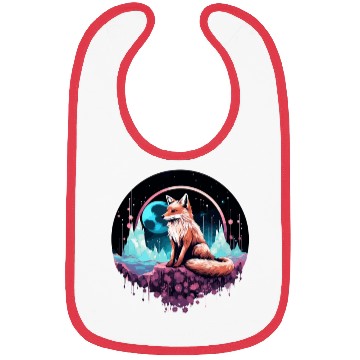 Discover Celestial moon flower fox sitting tall Bibs