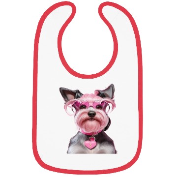 Discover Schnauzer Wearing Pink Locking Heart Bibs