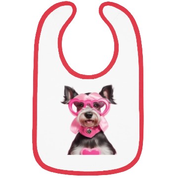 Discover Schnauzer wearing Pink & Silver Heart Bibs