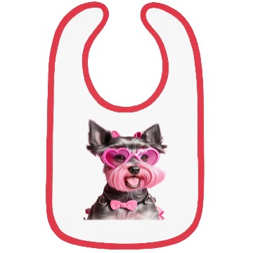 Discover Schnauzer Wearing Pink Bow Tie Bibs