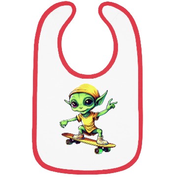 Discover Green Alien Skateboarder: Intergalactic Moves Bibs