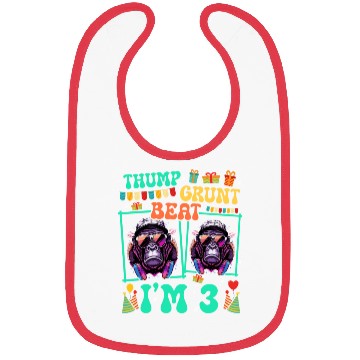 Discover Thump Grunt Beat I'm 3 Gorilla Lover Kid 3rd Bibs