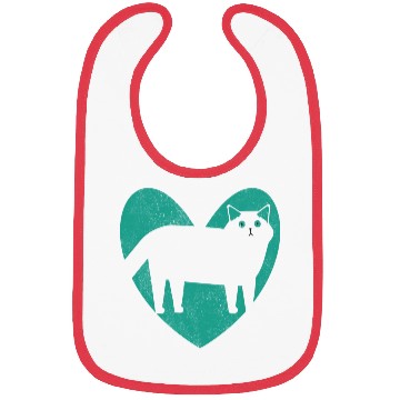 Discover Cat Lover Heart Turquoise Bibs