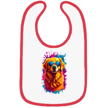 Discover Cool Golden Retriever with Sunglasses 2 Bibs