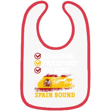 Discover Luggage Passport No Kids Spain Bound Vacation Bibs