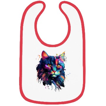 Discover Cat Face MaineCoon Cat In Color Bibs