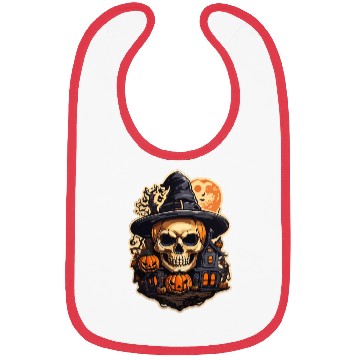 Discover Halloween Skull House with Hat Premium Bibs