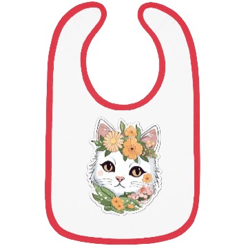 Discover Cat and Flowers Bibs