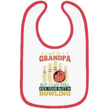 Discover Bowling Men Maybe a Grandpa Funny Bibs