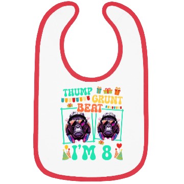 Discover Thump Grunt Beat I'm 8 Gorilla Lover Kid 8th Bibs