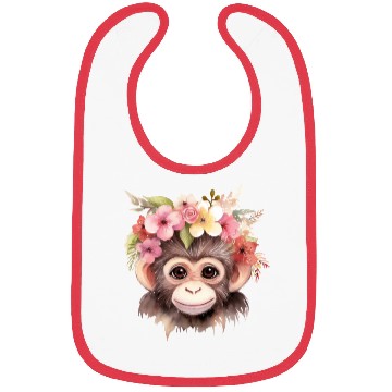 Discover Monkey Chimpanzee Jungle Animal Boho Floral Ape Bibs