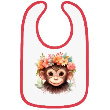 Discover Monkey Chimpanzee Jungle Animal Boho Floral Ape Bibs