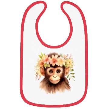 Discover Monkey Chimpanzee Jungle Animal Boho Floral Ape Bibs
