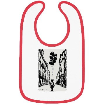 Discover Girl Chasing Balloons Artwork Bibs