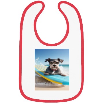 Discover Schnauzer Surfing at Beach On A Surfboard Bibs