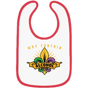 Discover May Contain Alcohol Mardi Gras Bibs