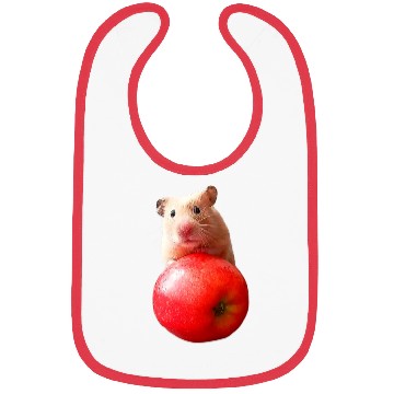 Discover Cute syrian hamster with red apple Bibs