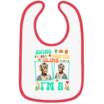Discover Swing Chatter Climb I'm 8 Monkey Lover Kid 8th Bibs