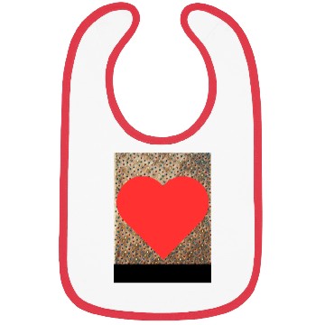 Discover Romantic Red Love Heart on Brown Dotted Background Bibs