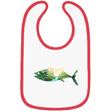 Discover Fishing nature trees mountains fishing gift fish Bibs